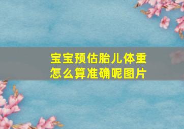 宝宝预估胎儿体重怎么算准确呢图片