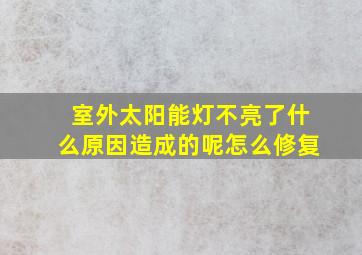 室外太阳能灯不亮了什么原因造成的呢怎么修复