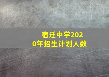 宿迁中学2020年招生计划人数