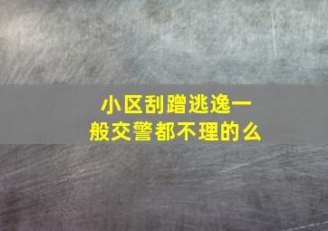 小区刮蹭逃逸一般交警都不理的么