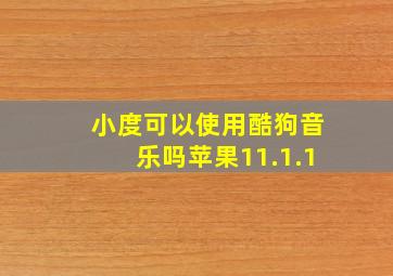 小度可以使用酷狗音乐吗苹果11.1.1