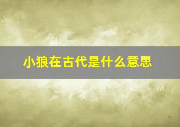 小狼在古代是什么意思