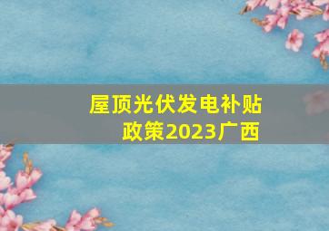 屋顶光伏发电补贴政策2023广西