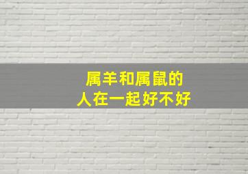 属羊和属鼠的人在一起好不好