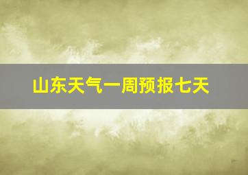 山东天气一周预报七天