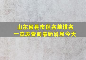 山东省县市区名单排名一览表查询最新消息今天