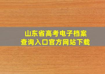 山东省高考电子档案查询入口官方网站下载