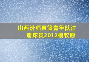 山西汾酒男篮青年队注册球员2012杨牧原