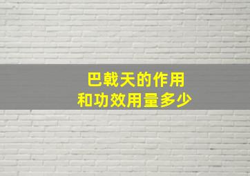 巴戟天的作用和功效用量多少