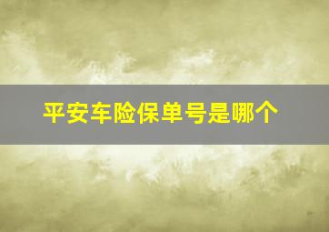 平安车险保单号是哪个