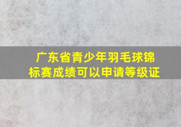 广东省青少年羽毛球锦标赛成绩可以申请等级证