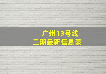 广州13号线二期最新信息表