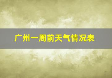 广州一周前天气情况表