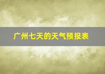 广州七天的天气预报表