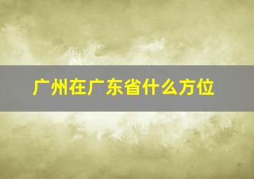 广州在广东省什么方位