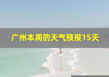 广州本周的天气预报15天