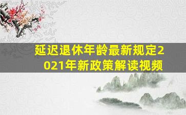 延迟退休年龄最新规定2021年新政策解读视频