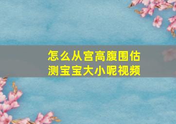 怎么从宫高腹围估测宝宝大小呢视频