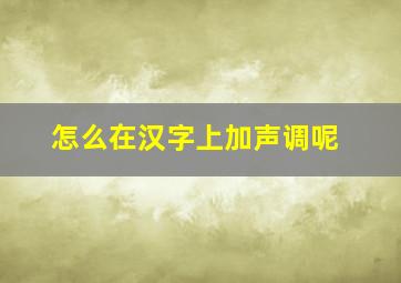 怎么在汉字上加声调呢