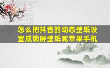 怎么把抖音的动态壁纸设置成锁屏壁纸呢苹果手机