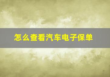 怎么查看汽车电子保单