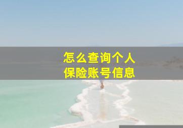 怎么查询个人保险账号信息