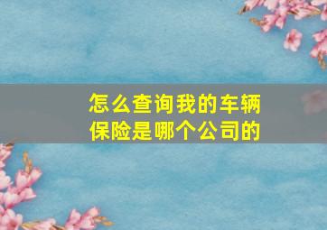 怎么查询我的车辆保险是哪个公司的