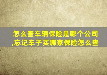 怎么查车辆保险是哪个公司,忘记车子买哪家保险怎么查