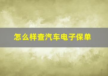 怎么样查汽车电子保单