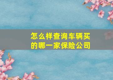 怎么样查询车辆买的哪一家保险公司