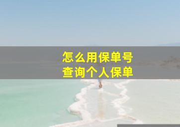 怎么用保单号查询个人保单