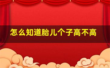 怎么知道胎儿个子高不高