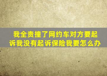 我全责撞了网约车对方要起诉我没有起诉保险我要怎么办