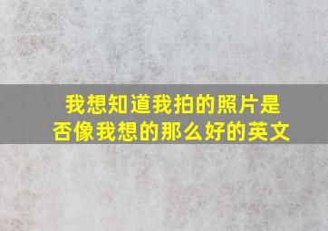 我想知道我拍的照片是否像我想的那么好的英文