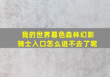 我的世界暮色森林幻影骑士入口怎么进不去了呢