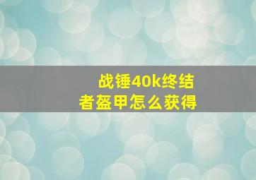 战锤40k终结者盔甲怎么获得