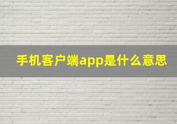 手机客户端app是什么意思