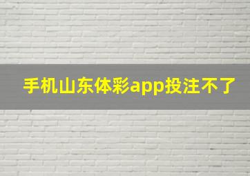 手机山东体彩app投注不了