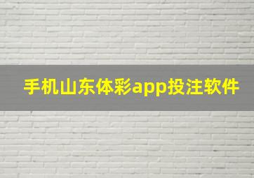 手机山东体彩app投注软件