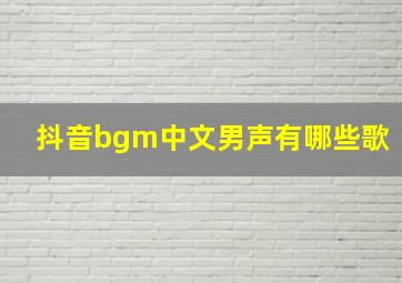 抖音bgm中文男声有哪些歌