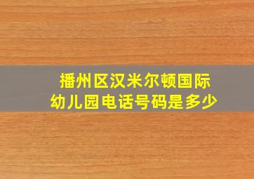 播州区汉米尔顿国际幼儿园电话号码是多少