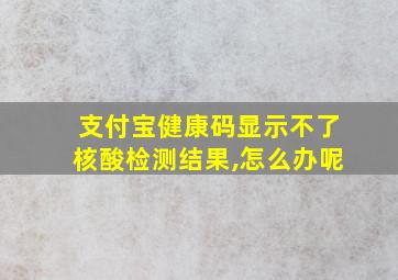 支付宝健康码显示不了核酸检测结果,怎么办呢