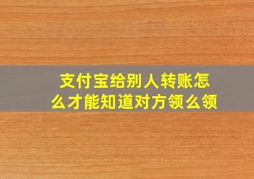 支付宝给别人转账怎么才能知道对方领么领