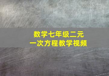 数学七年级二元一次方程教学视频