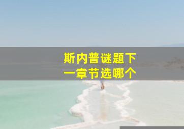 斯内普谜题下一章节选哪个