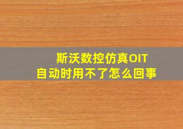 斯沃数控仿真OIT自动时用不了怎么回事