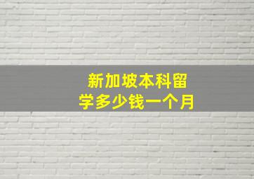 新加坡本科留学多少钱一个月