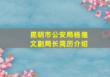 昆明市公安局杨继文副局长简历介绍