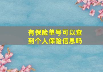 有保险单号可以查到个人保险信息吗