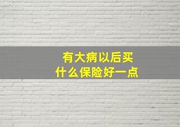 有大病以后买什么保险好一点